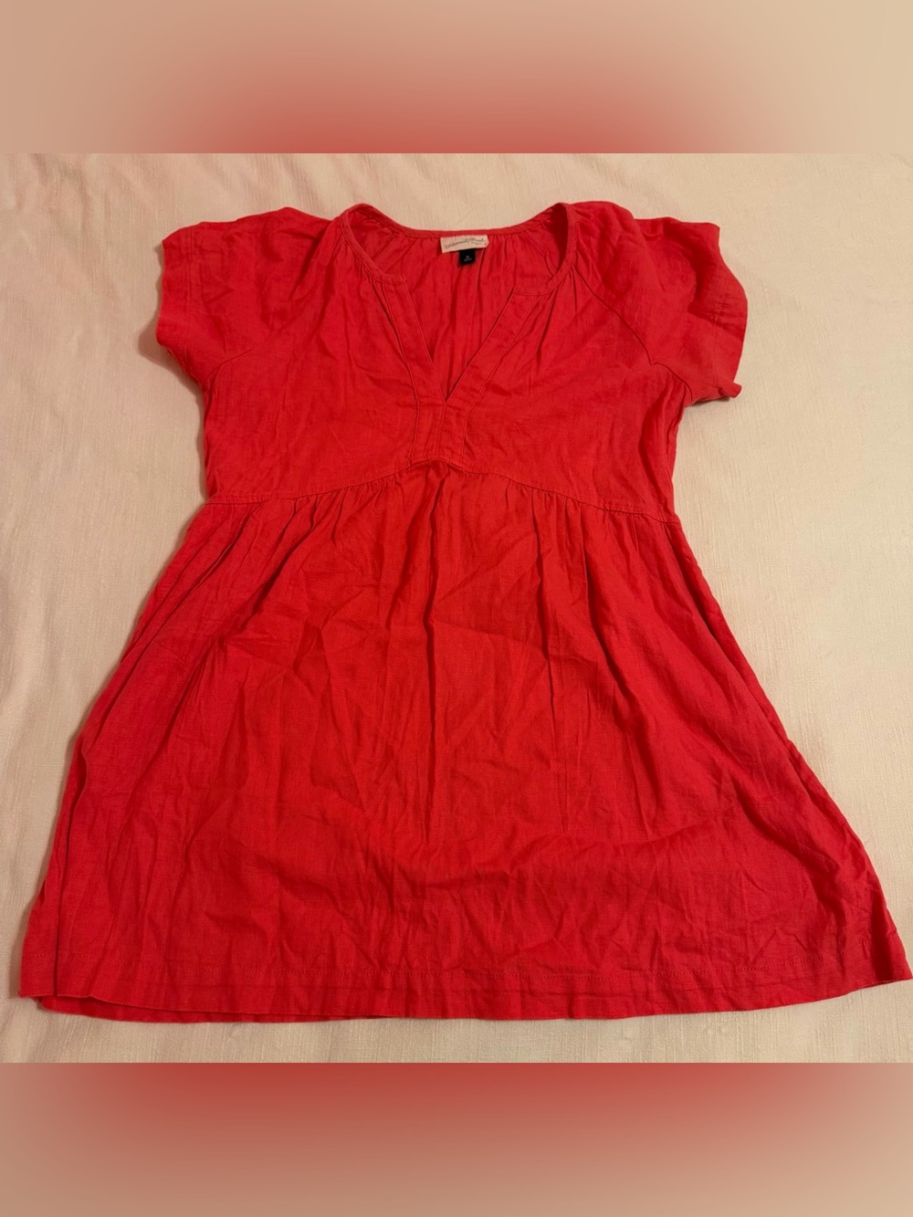 Universal Thread Bright Coral Short Sleeve Empire-Waist Dress